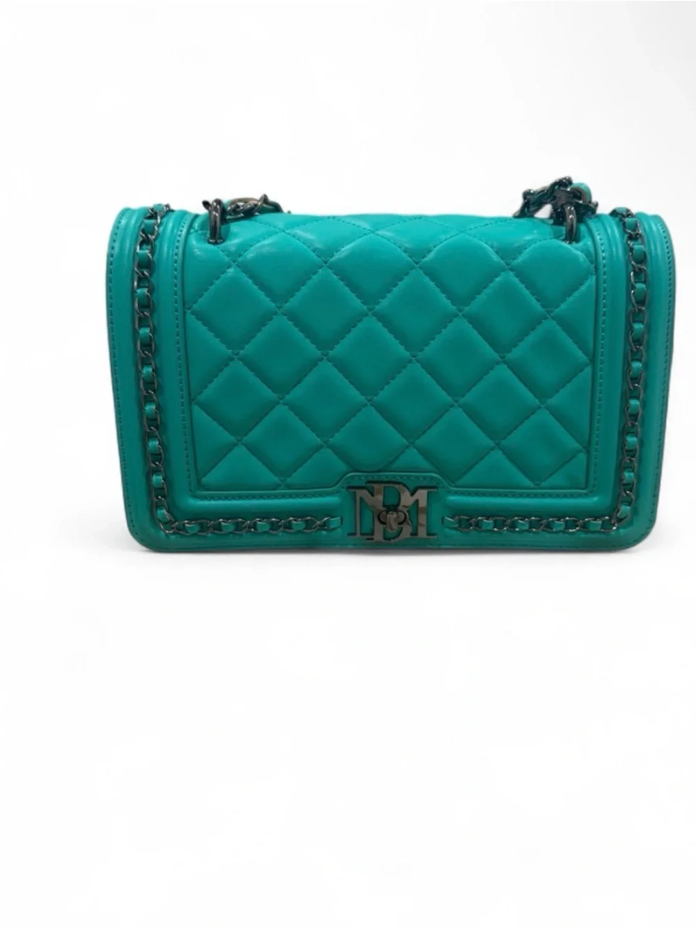 Badgley Mischka Turquoise Quilted Chain Shoulder Bag